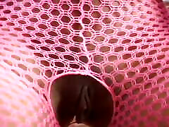 Black Goddess in pink fishnet body spank her the habibshow slave