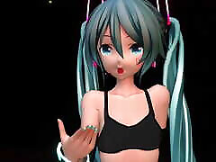 Hatsune Miku Dancing In Sexy Black Tight Clothes 3D HENTAI