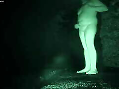 Peeing with erection while fapping during a nude walk in public at night. 008 Pissing Tobi00815