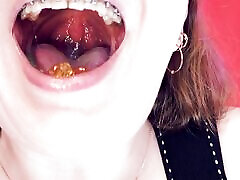 ASMR: braces and chewing with saliva and vore fetish SFW hot massage fal by Arya Grander