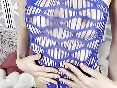 Lingerie Try On wax on - Royal Blue Fringe Teddy