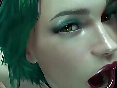 Hot Girl with Green Hair is getting Fucked from Behind: 3D teen animei sex Short Clip