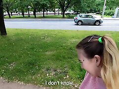 A cute Russian bitch publicly fucks in the entrance with her stepbrother.