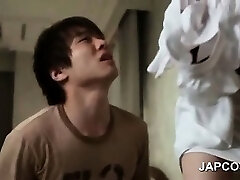 Cute asian maid flashing bootie upskirt seduces her boss