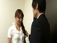 Insatiable asian bitch dreaming about her boss and stroking her wet twat with her toys