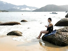 Hot brazilian first-timer from Brazil Luara Amaral picked up on the beach and sex