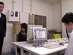 Quickie boning in the office with a petite tits Asian secretary
