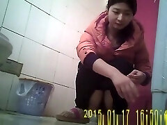 Asian girl with fur covered pussy spied in toilet pissing