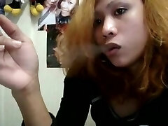 Heavy smoking asian girl
