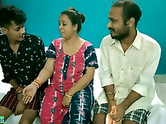 Hot Milf Aunty shared! Hindi latest XXX threesome sex