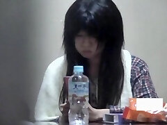 Chinese girl is masturbating gash in panty on hidden cam