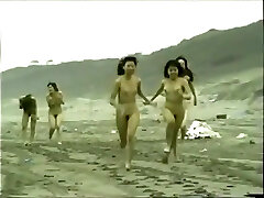 japanese naked ladies running on the beach