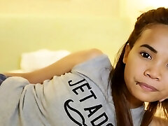 Petite hairy asian spreading her legs for a good pound