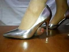 Chinese femdom cock trample shoejob feetjob amaszing cumshot