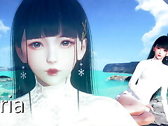AI Shoujo Japanese hottie Aria in realistic 3D animated 69 sex UNCENSORED
