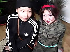 NDNgirls #12 - &quot_Happy Hour&quot_ Double blowjob from 2 Cree Native American Indian teen 18yo lesbians with big tits who wanna try their first big dark-hued cock on NDNgirls native american porno website