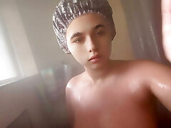 Chubby fat BBW taking a shower