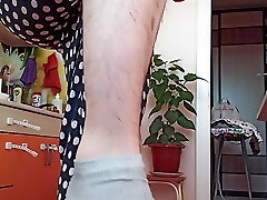 Wooly unshaved beautiful legs. Hairy thighs.