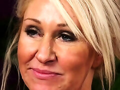 Busty mature facialized after fellating cocks