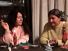 Nasty horny old sluts go crazy eating part2