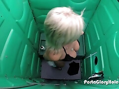 Porta Gloryhole Mature lady deep throats cock in por