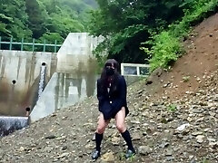 Cute Transgender shoots a load lewdly as she uncovers herself at a dam deep in the mountains.