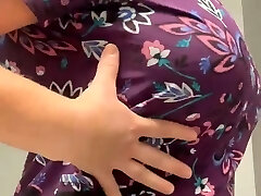 Inverted and Hard. Sexy nipple nurse.. raising scrubs to flash her big DDs 