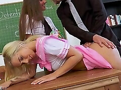 Naughty s Amirah Adara and Nesty spanked and penetrated by professor