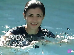 Meaty Jugged Brunette Coed True Tere Gets Wet In The Pool!