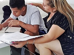 I help my sonnie with his homework, his cock distracts me and I end up sucking it