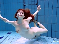 Redhead Marketa In A White Sundress In The Pool