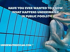 Real couples have real underwater hump in public pools filmed with a underwater camera