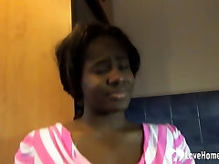 Ebony chick displays her amazing big boobs