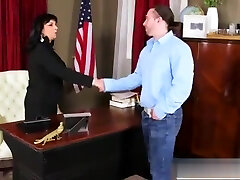 Dutch brunette with monstrous tits satisfies her new boss