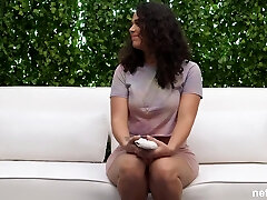 Curly Latina wife tries herself at the casting and fucks in doggy pose