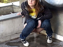 Kinky Brunette Makes Huge Puddle