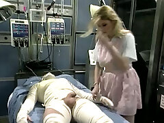Really horny light-haired nurse rides bandaged patient's cock in the health center