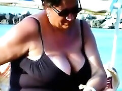 Checking Out Senior Russian Breasts At A Beach