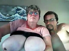 granny with big melons has fun