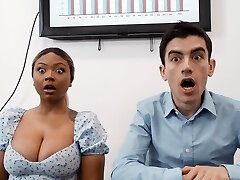 Interracial pulverizing in the office with naughty Avery and Zoe