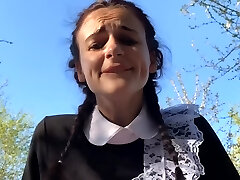 Schoolgirl Gets Fucked In The Bushes
