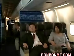 Blonde busty stewardwss smash with passenger