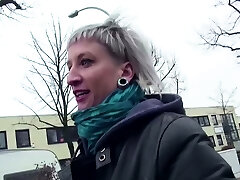 German Scout - Thin Emo Teen Luna in Street Porn Casting