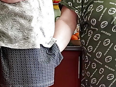 sperm streams heavily from the penis after his mother-in-law jerked him off