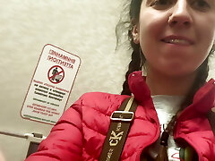 Risky getting off and pissing in the airplane toilet