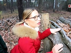 German blonde milf at forest sexdate pov