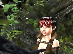 3D babe getting fucked by a monster in the woods