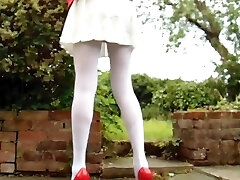 School uniform with white pantyhose