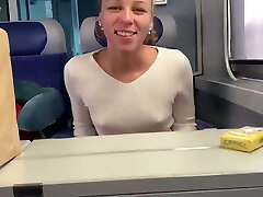 Lucie deep throating in the train