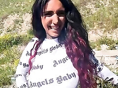 German car blowjob from a ample tits breezy on the side of the road